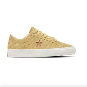 CONVERSE ONE STAR PRO VINTAGE SUEDE SHOES - PASTEL YELLOW